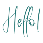 Hello! In Teal Lettering